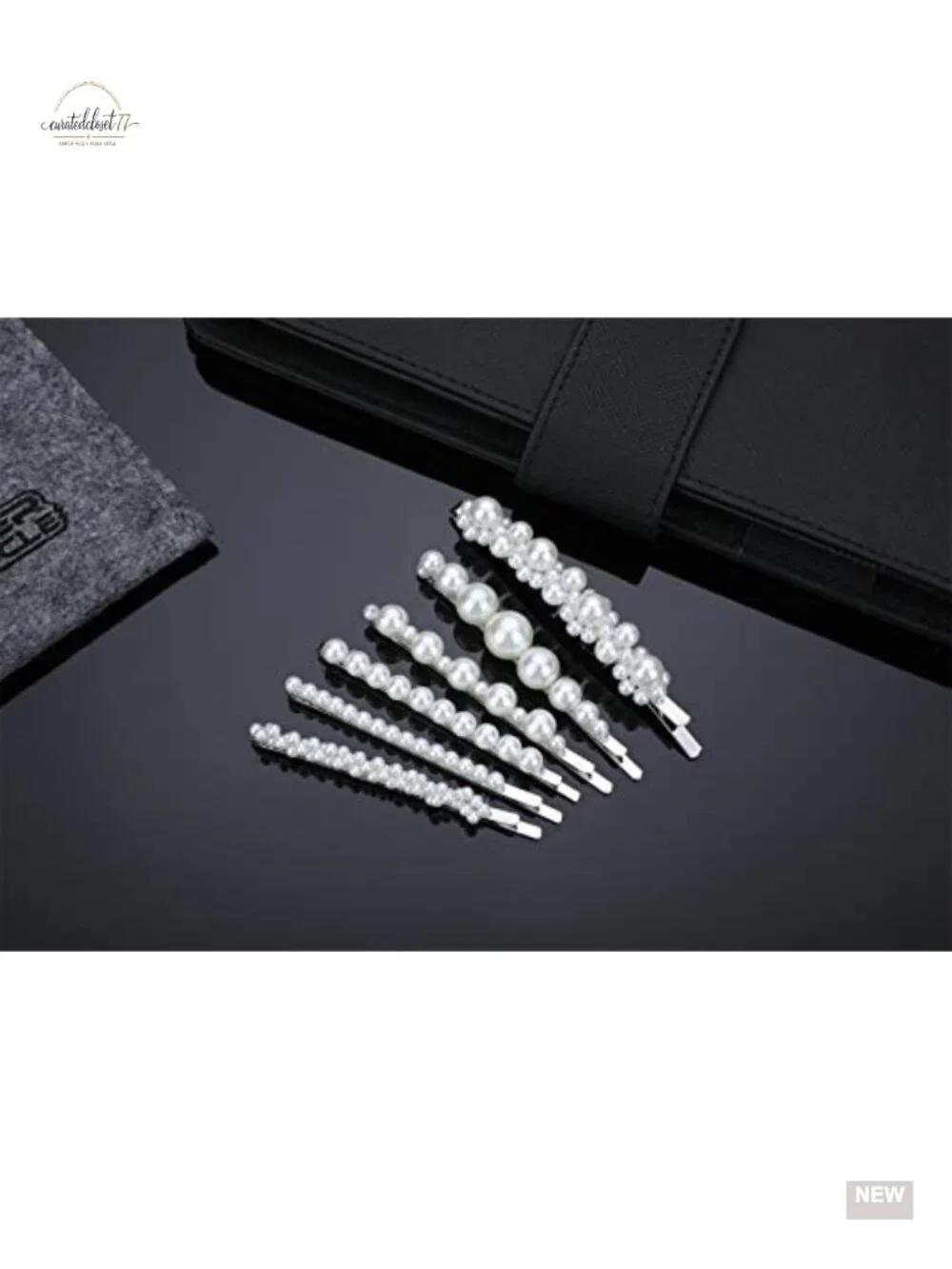 6 Pearl Hair Clips Barrettes Bobby Pins Wedding Bridal Silver Decorative Hair